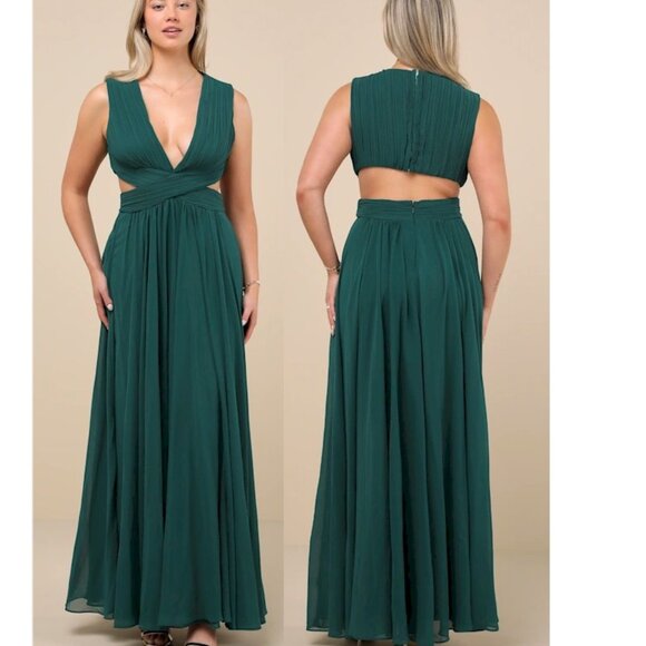 Lulu's Vivid Imagination Emerald Green Cutout Maxi Dress Size XL New NWT - Picture 1 of 12